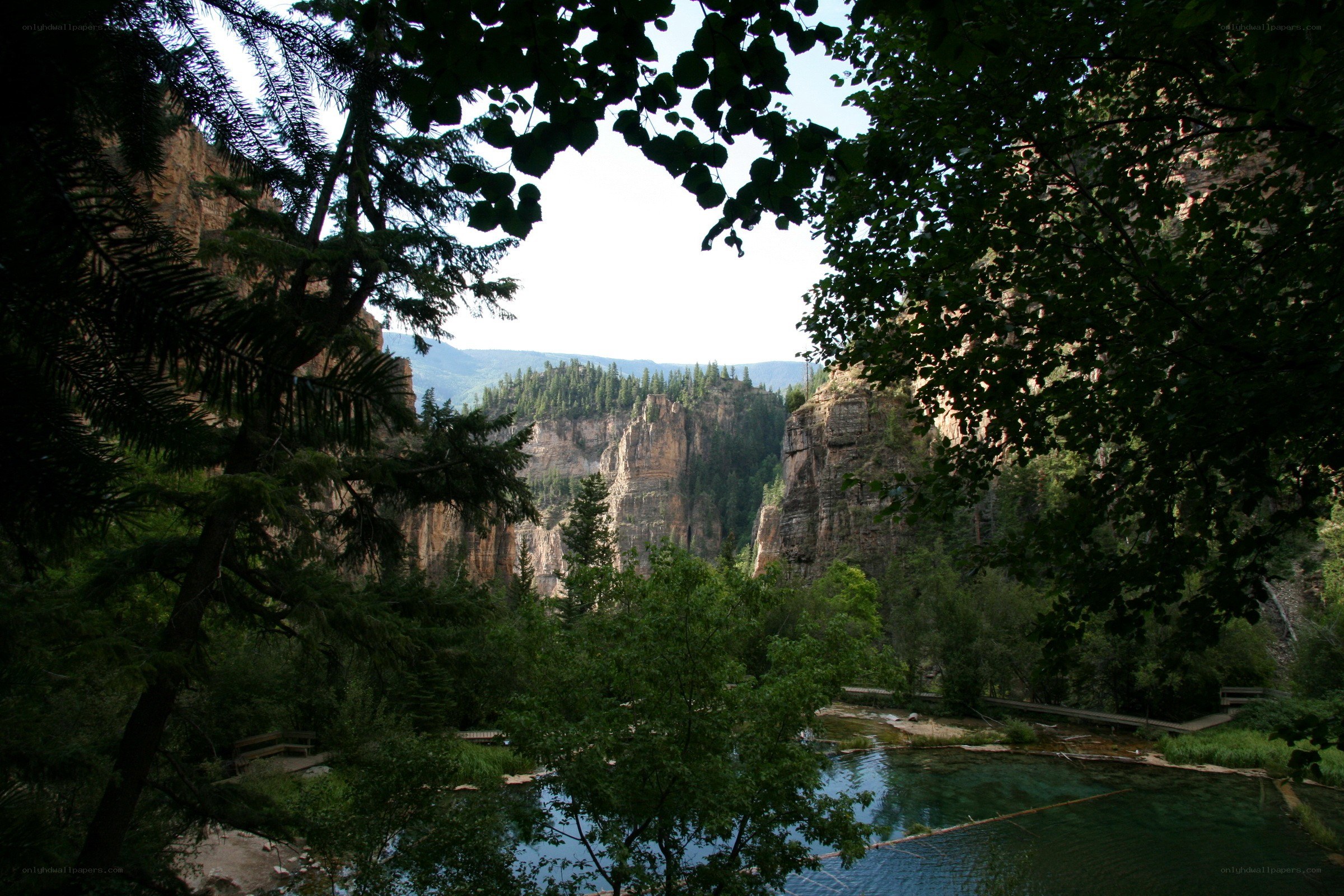 Canyon view with river and trees
