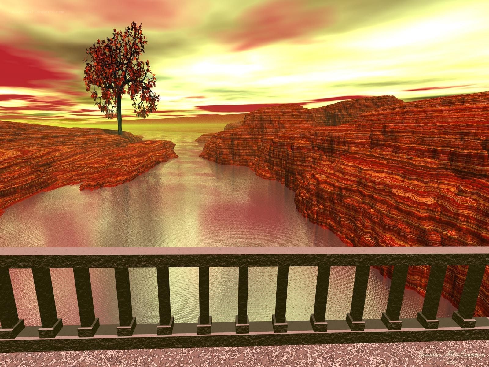 Canyon with autumn tree