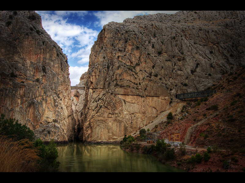 Canyon with river and bridge