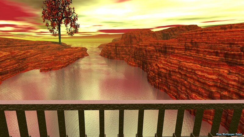 Canyon with River and Tree