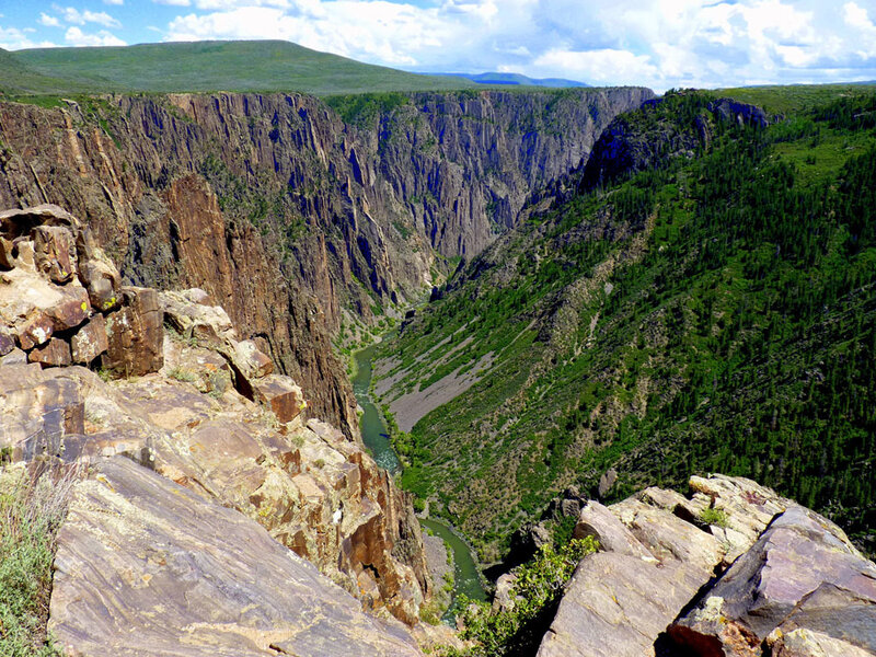 Canyon with river winding through