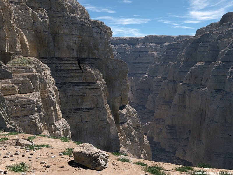 Canyon with rock climber