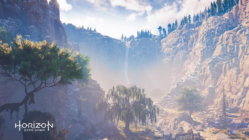 Canyon with Waterfall — Blue