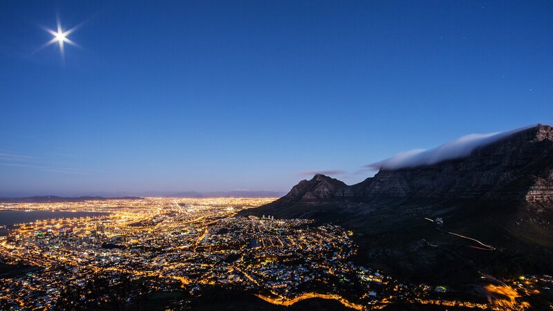 Cape Town Cityscape — Blue, Dramatic, Night, Photograph