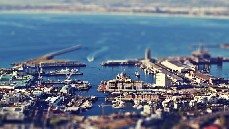 Cape Town harbor aerial view