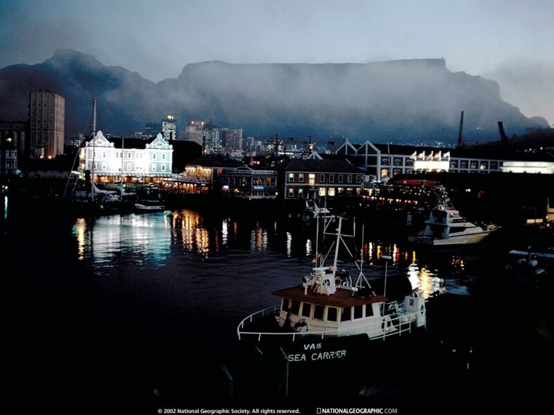Cape Town harbor at dusk