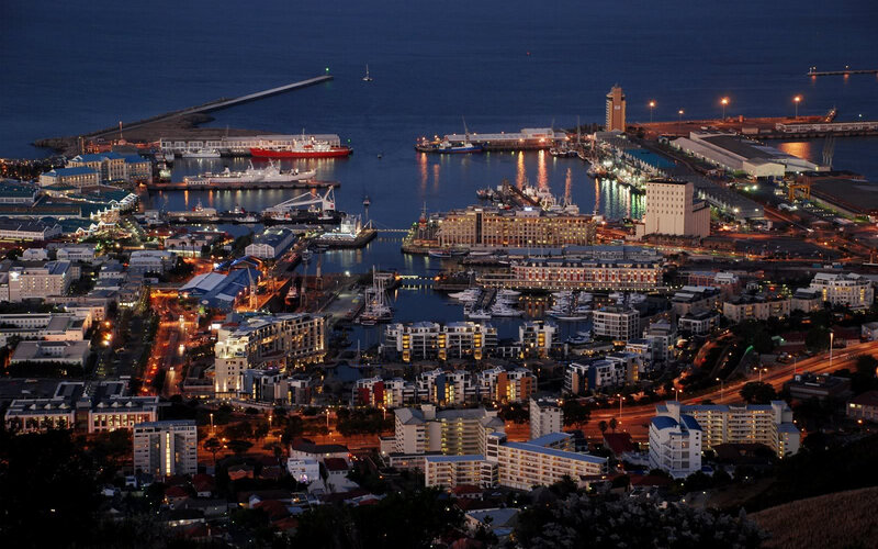 Cape Town harbor at night