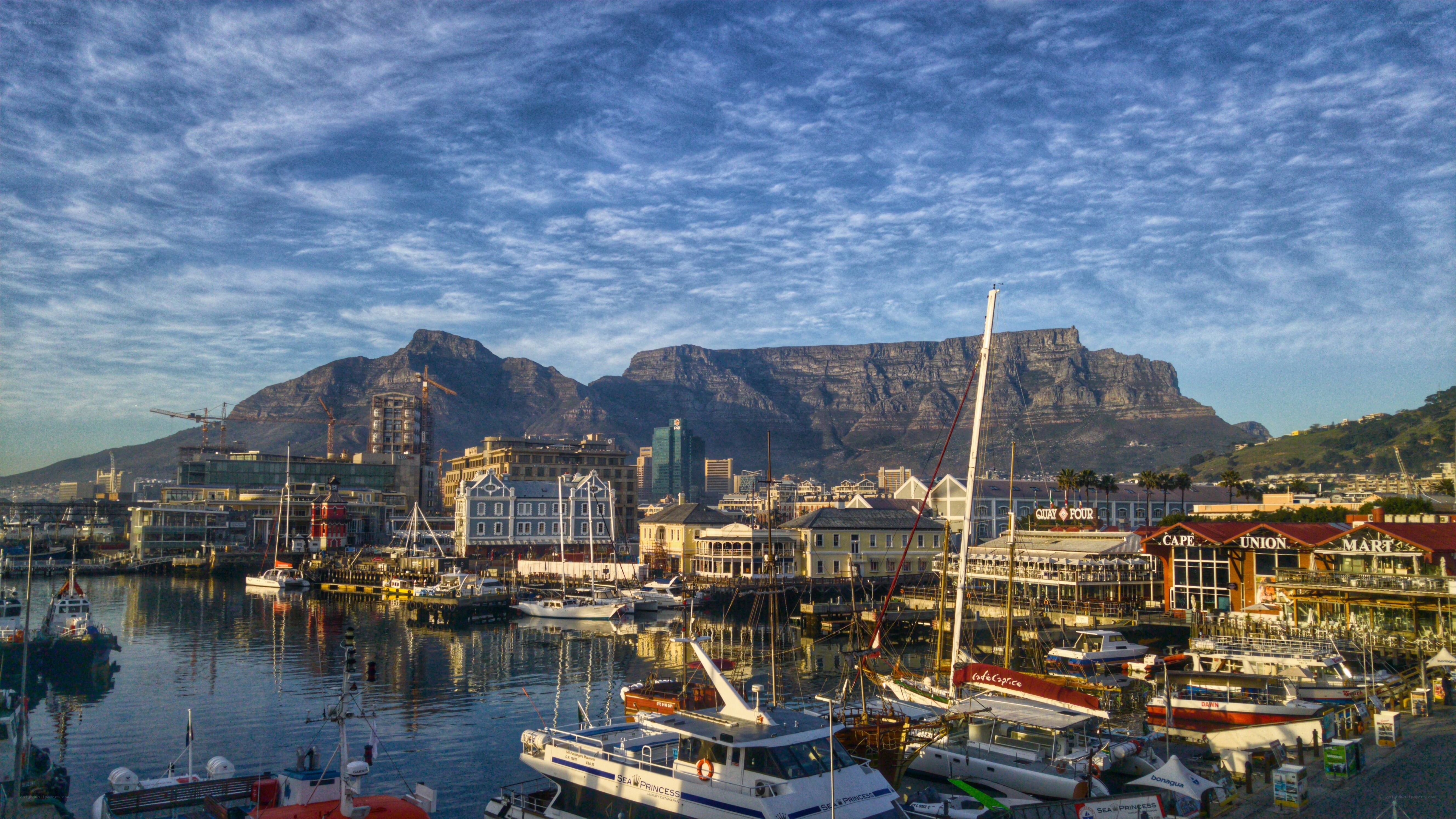Cape Town harbor with Table Mountain