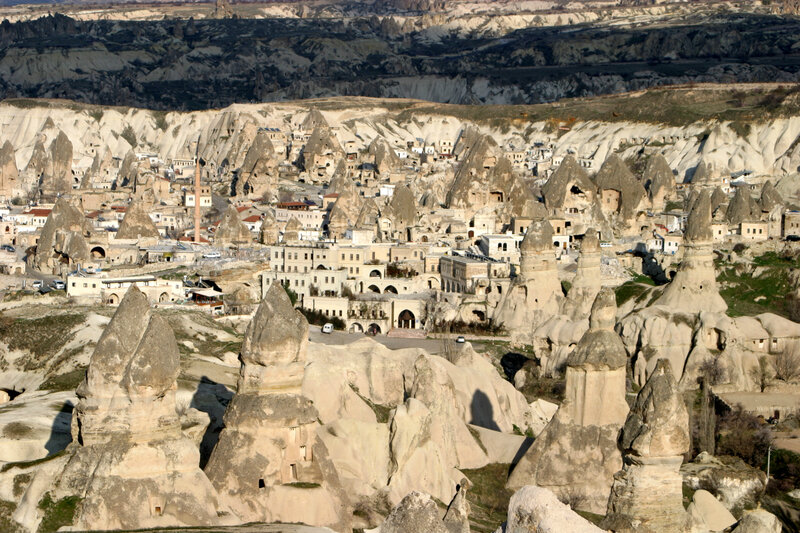 Cappadocia rock formations and town
