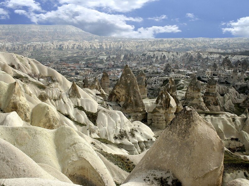 Cappadocia Rock Formations — White, Dramatic, Afternoon, Photograph, Town, Clouds