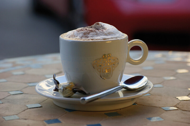 Cappuccino in White Cup — Calm, Afternoon