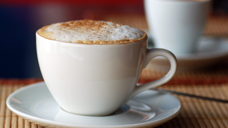 Cappuccino in White Cup — Calm, Photograph