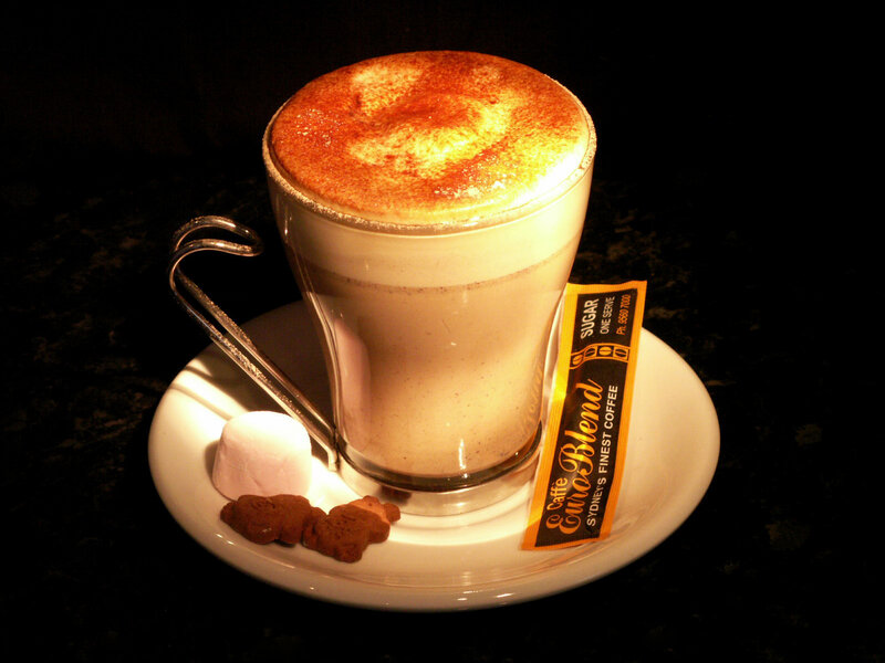 Cappuccino with cinnamon and marshmallows