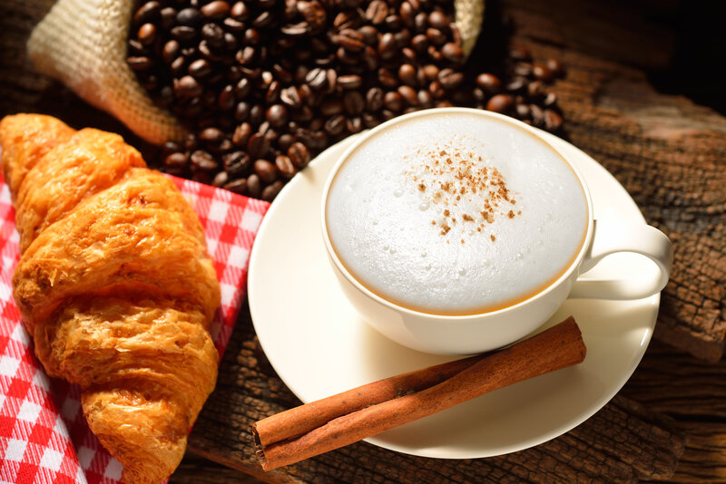 Cappuccino with Croissant — Brown