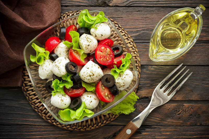 Caprese Salad in Glass Bowl