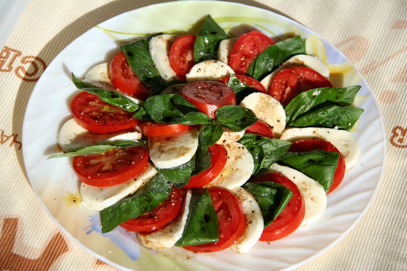 Caprese Salad on Plate — Red