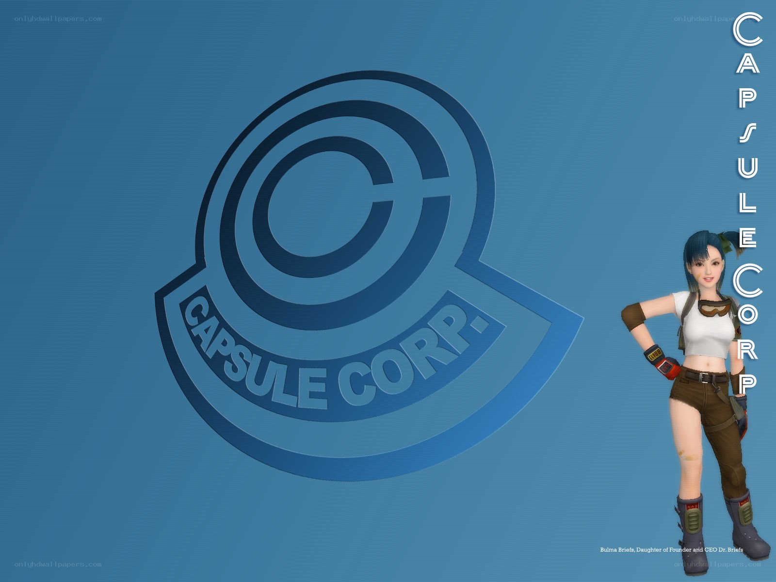 Capsule Corp logo with Bulma Briefs