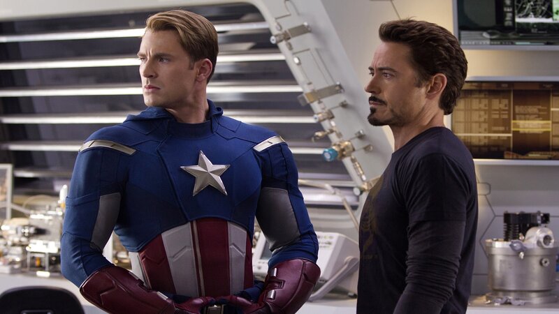 Captain America and Iron Man in lab