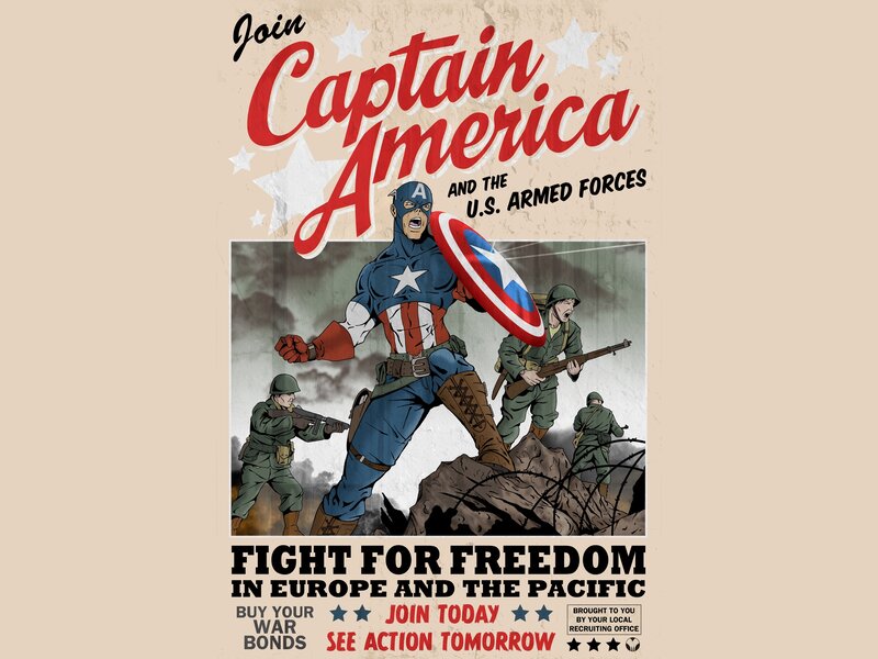 Captain America and Soldiers — Red