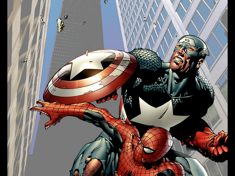 Captain America and Spider-Man in action
