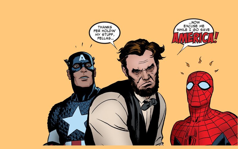 Captain America and Spider-Man with Lincoln