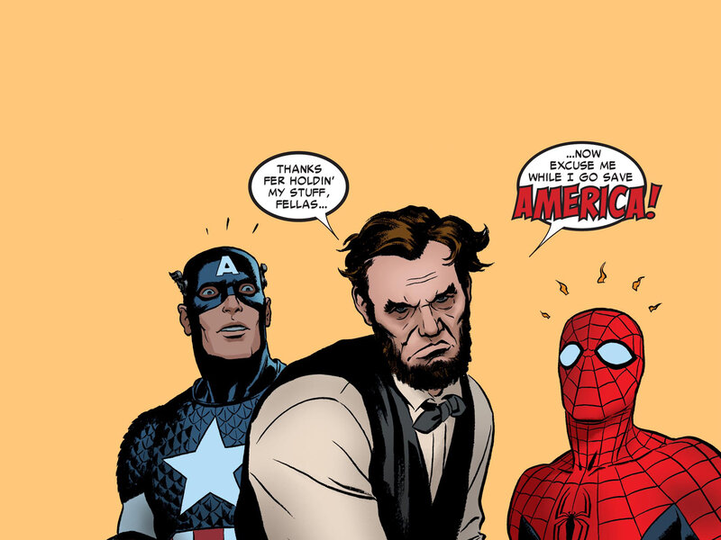 Captain America and Spider-Man with Lincoln
