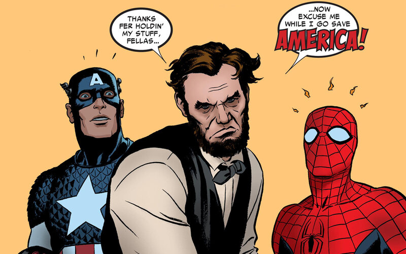Captain America and Spider-Man with Lincoln