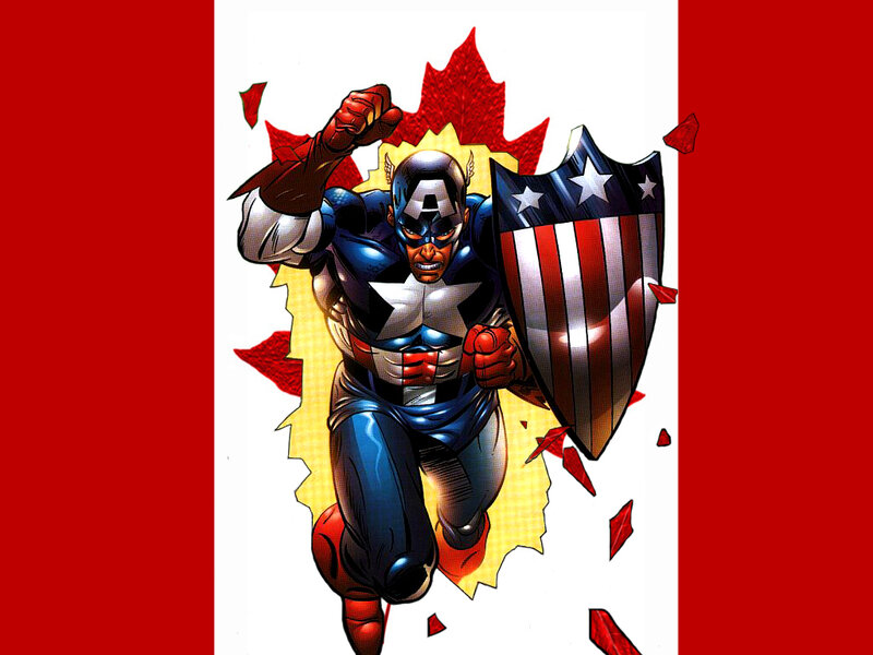 Captain America breaking through