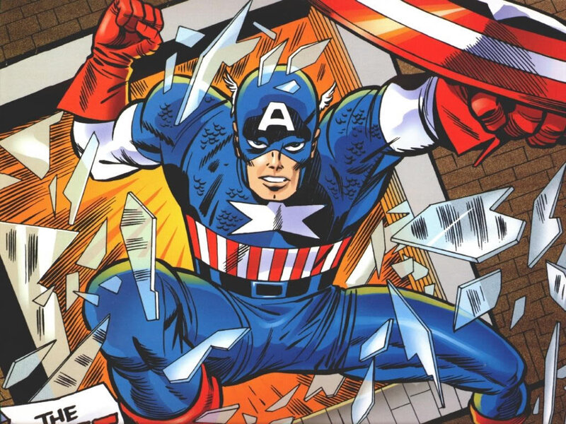 Captain America breaking through