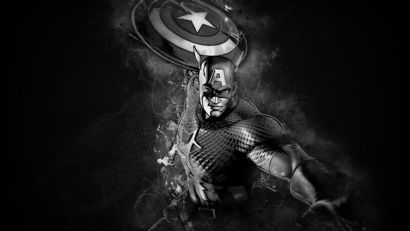 Captain America Character — Black, Dramatic, Digital Art