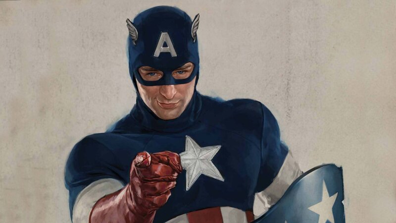 Captain America Character — Blue, Determined, Digital Art
