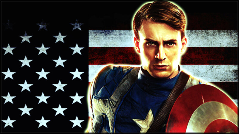Captain America Character — Blue, Dramatic, Digital Art, American Flag
