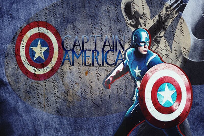 Captain America Character — Blue, Dramatic, Digital Art, Shield