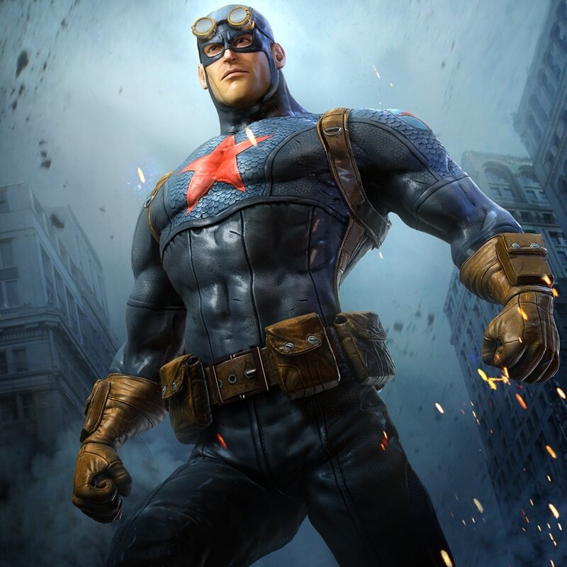 Captain America Character — Blue, Dramatic, Digital Art