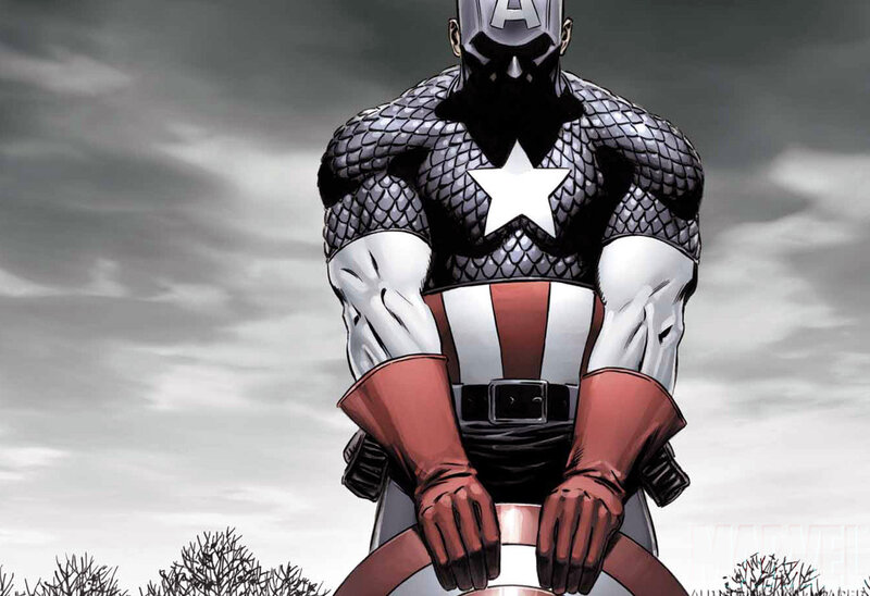 Captain America Character — Gray, Dramatic, Comic, Shield