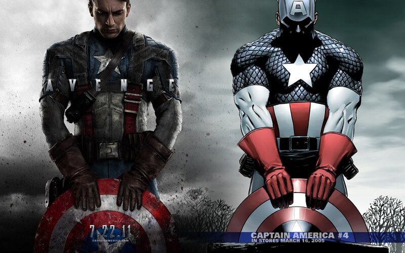 Captain America Character — Red, Dramatic, Illustration, Shield, Comic Book Art