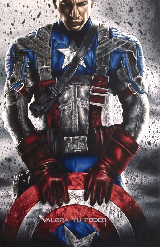 Captain America Character — Red, Dramatic, Illustration, Shield, Gloves