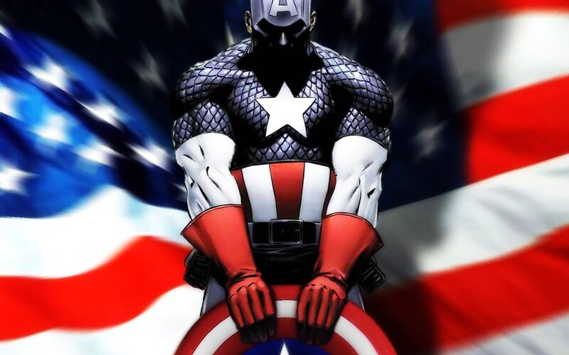 Captain America Character — Red, Patriotic, Comic, American Flag