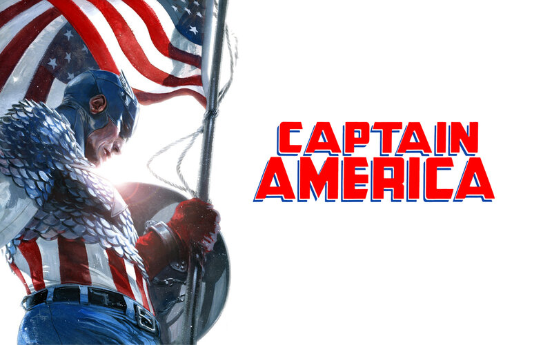 Captain America Holding Flag — Red