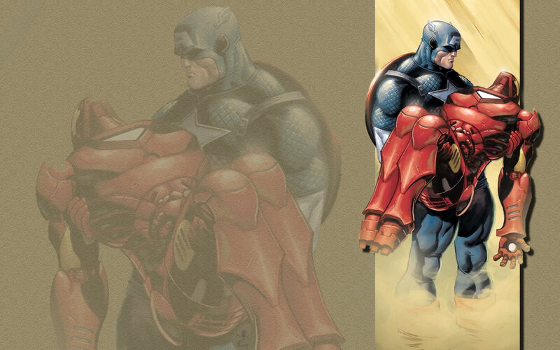 Captain America Holding Iron Man