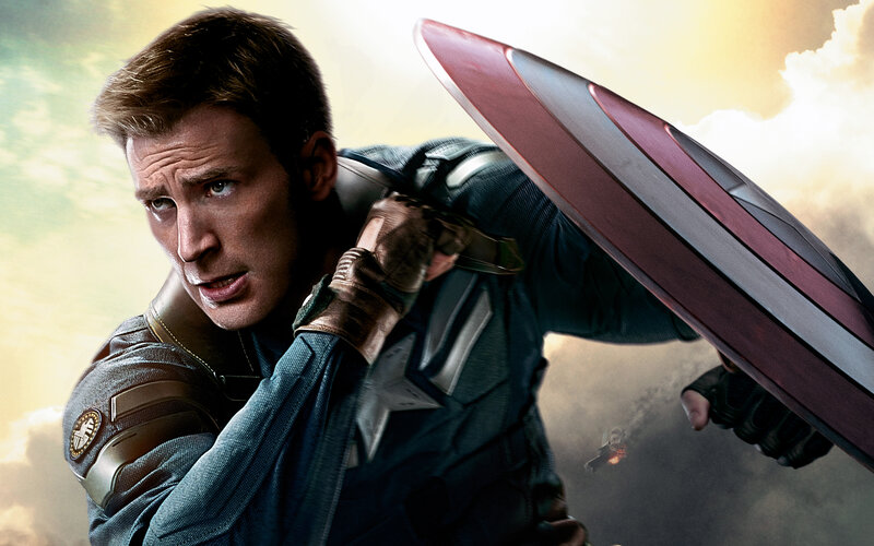 Captain America Holding Shield — Blue