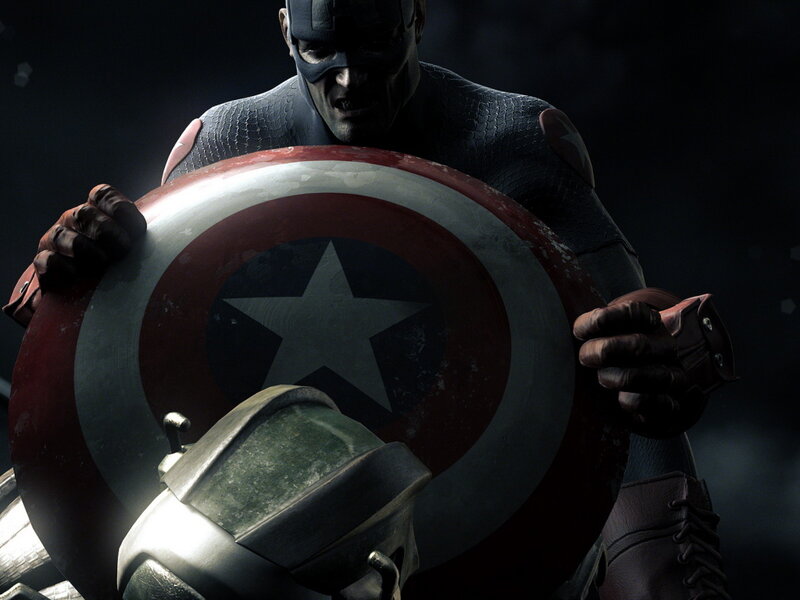 Captain America Holding Shield — Red