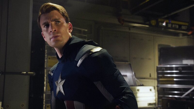 Captain America in a dimly lit room
