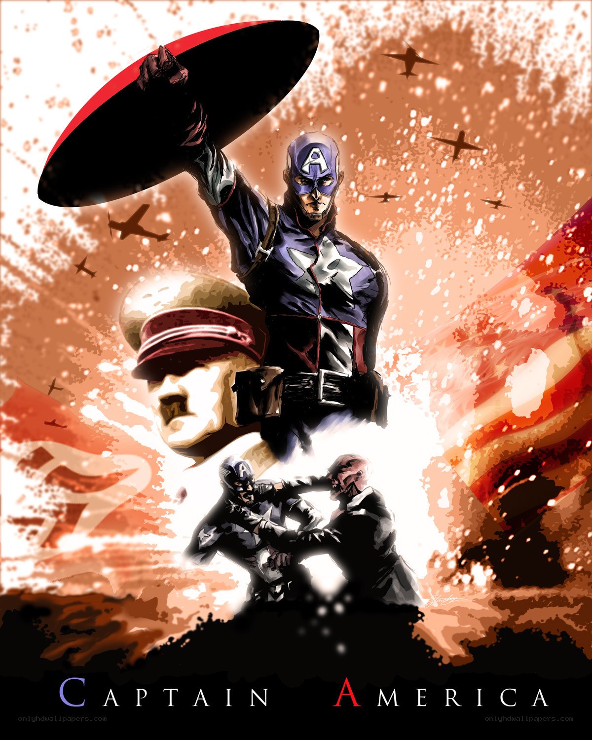 Captain America in action