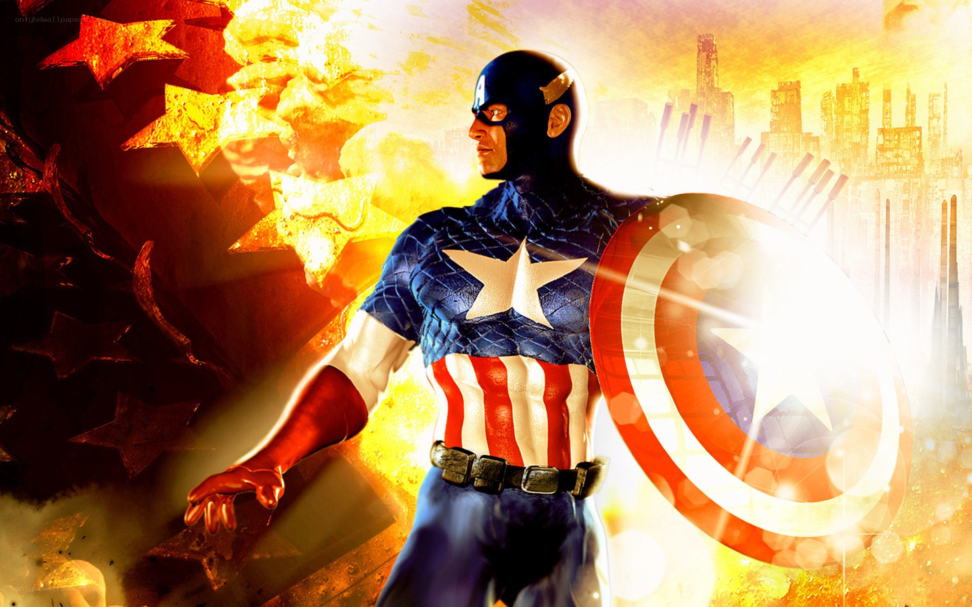 Captain America in action