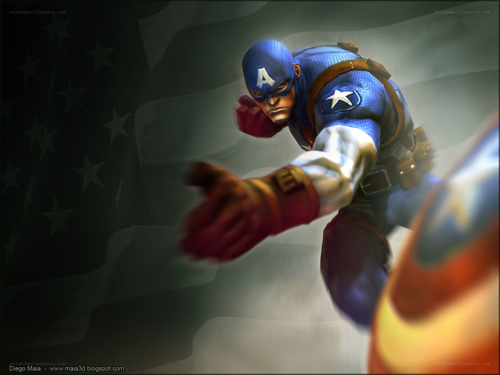 Captain America in action