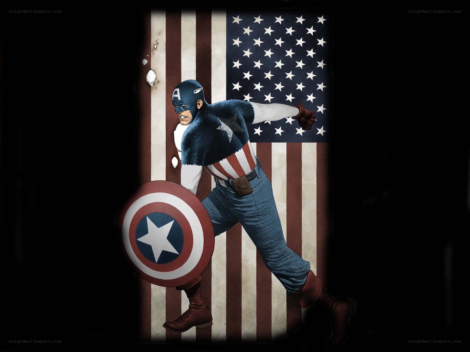 Captain America in action