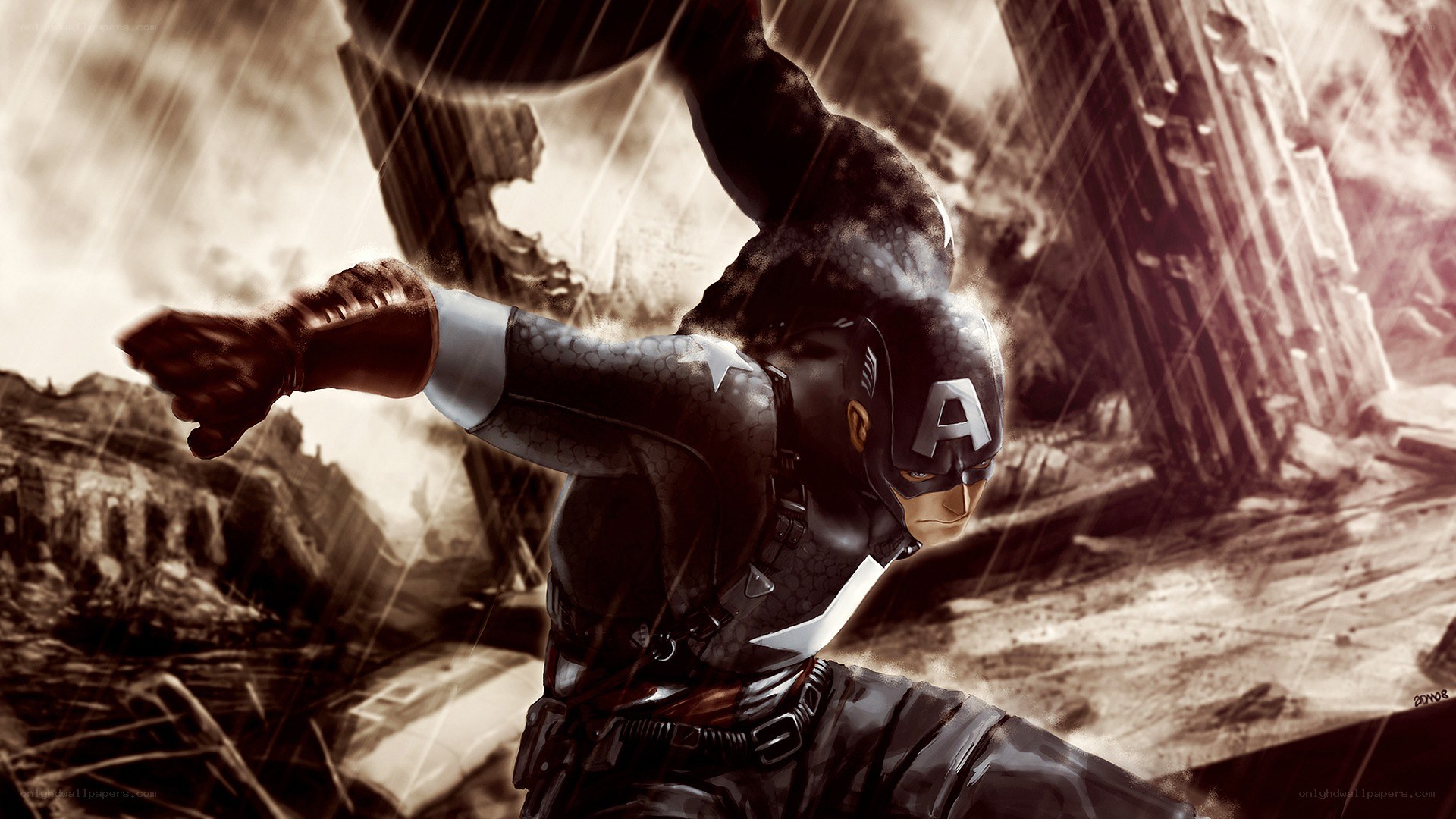 Captain America in action