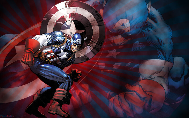 Captain America in action