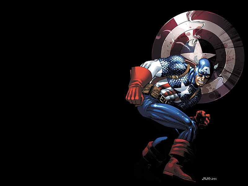 Captain America in Action — Blue, Dramatic, Comic, Shield, Comic Book Art
